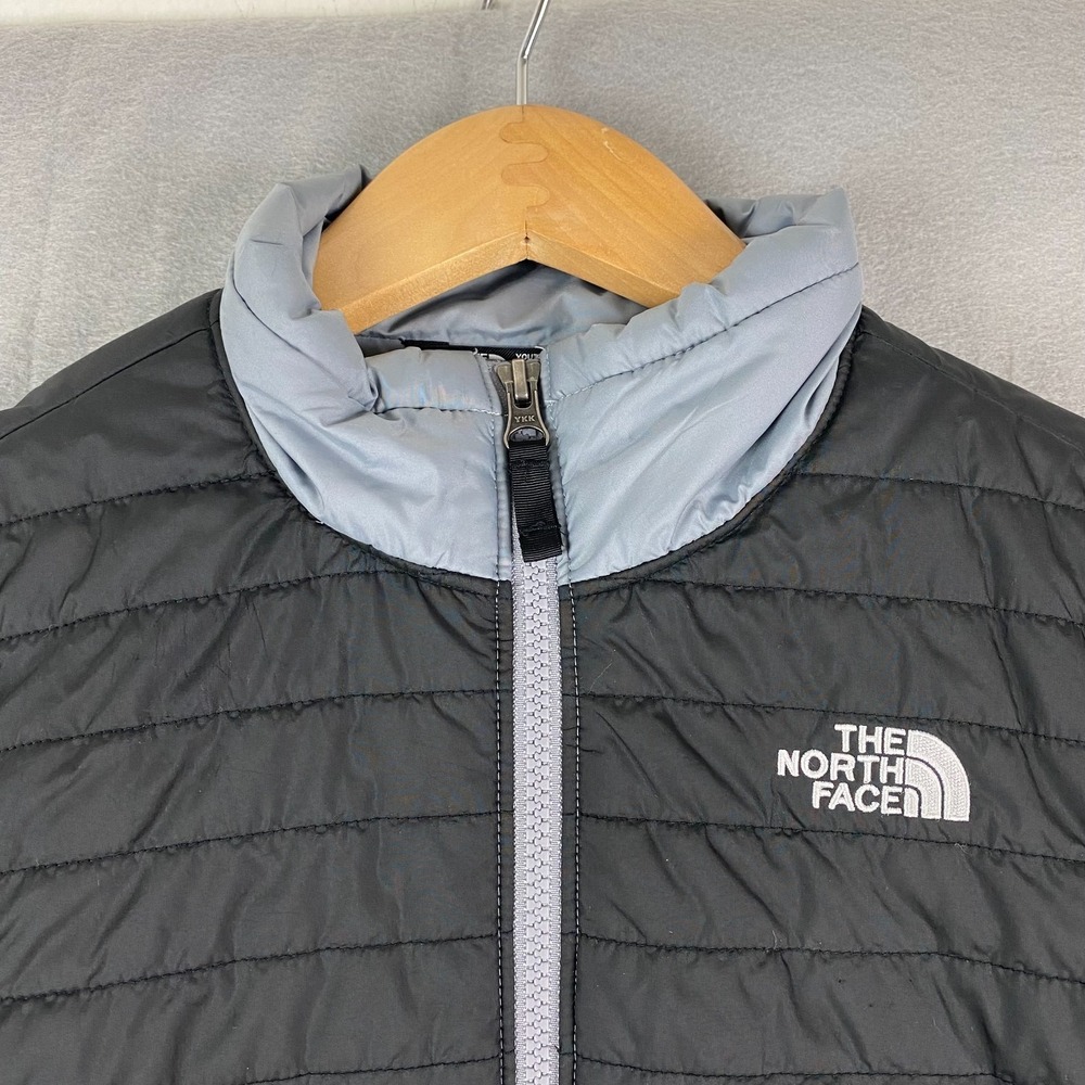 The North Face boys jacket M 10 12 Puffer Sherpa Boy Quilted gray black pockets - Picture 2 of 13